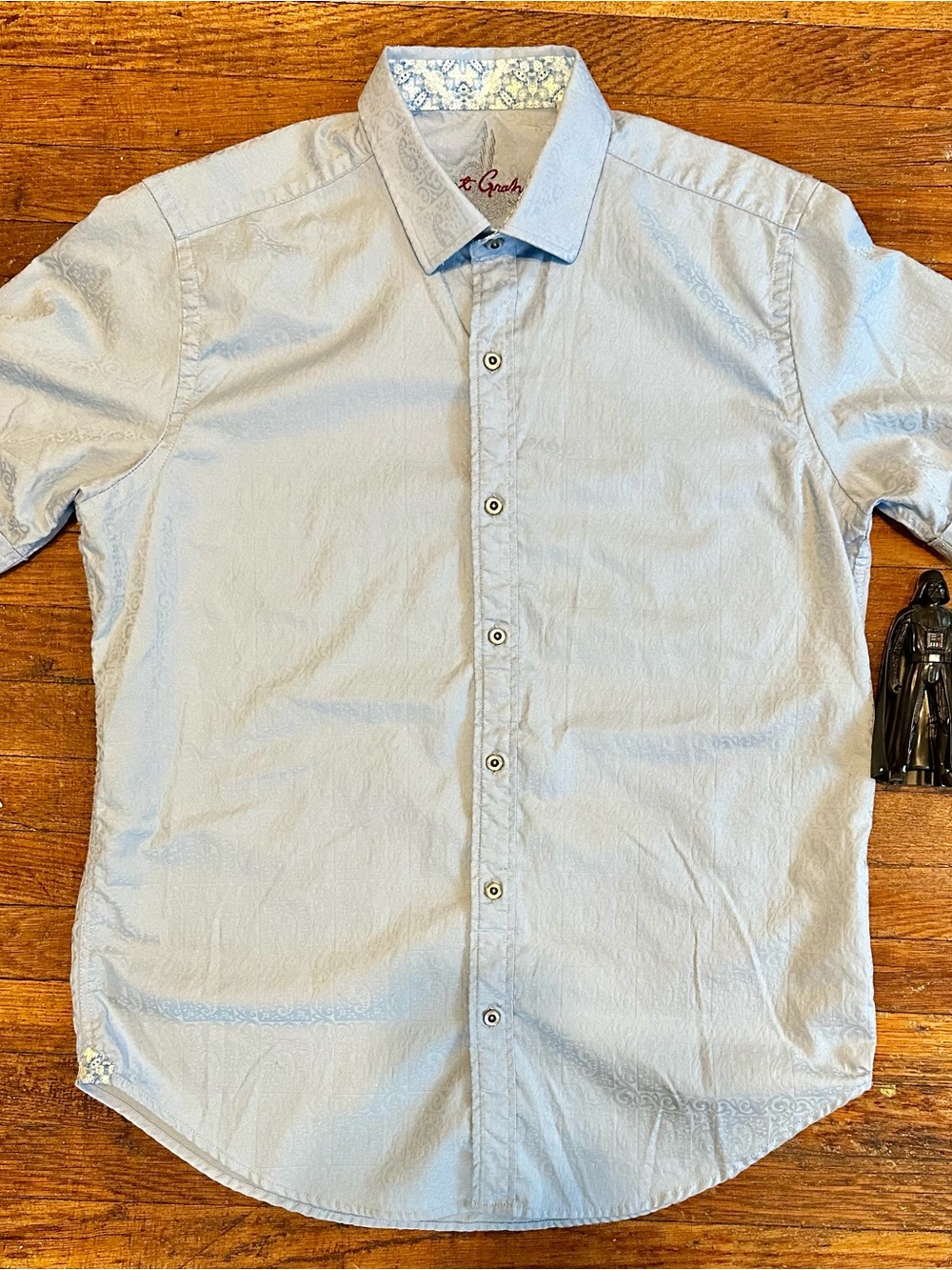 Mens Like New Robert Graham Jacquard Short Sleeve Button Down - Medium